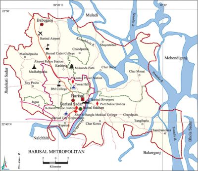 map of barishal city corporation